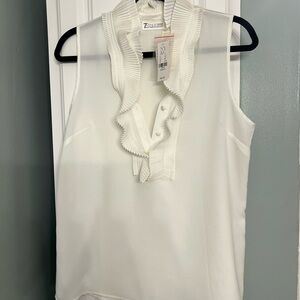 New York & Company Ivory Ruffled Blouse